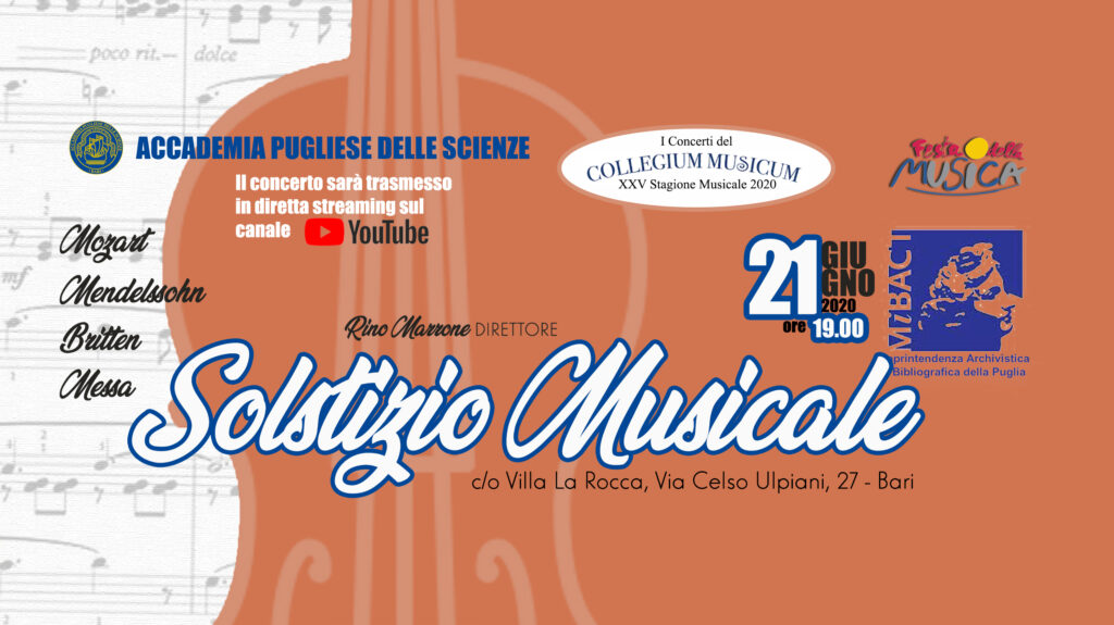 Collegium Musicum Bari - 21 giugno 2020 - Solstizio d'estate - Accademia Pugliese delle Scienze
